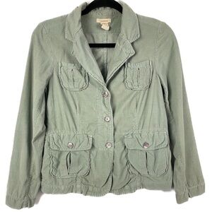 Sundance Womens Corduroy Jacket PS Green Cotton Chore‎ Utility Cottagecore